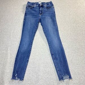 Good American Jeans Women's 6/28 Blue Good Legs Skinny Raw Hem Stretch Denim